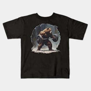 bear lifting weight Kids T-Shirt